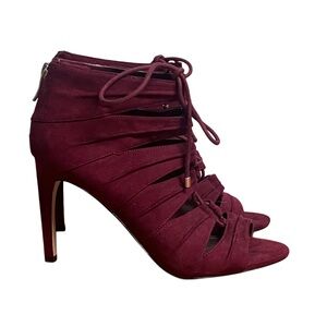 BCBGeneration Chana 2 Burgundy Lace Up Peep Toe Gladiator Stiletto Sz 8